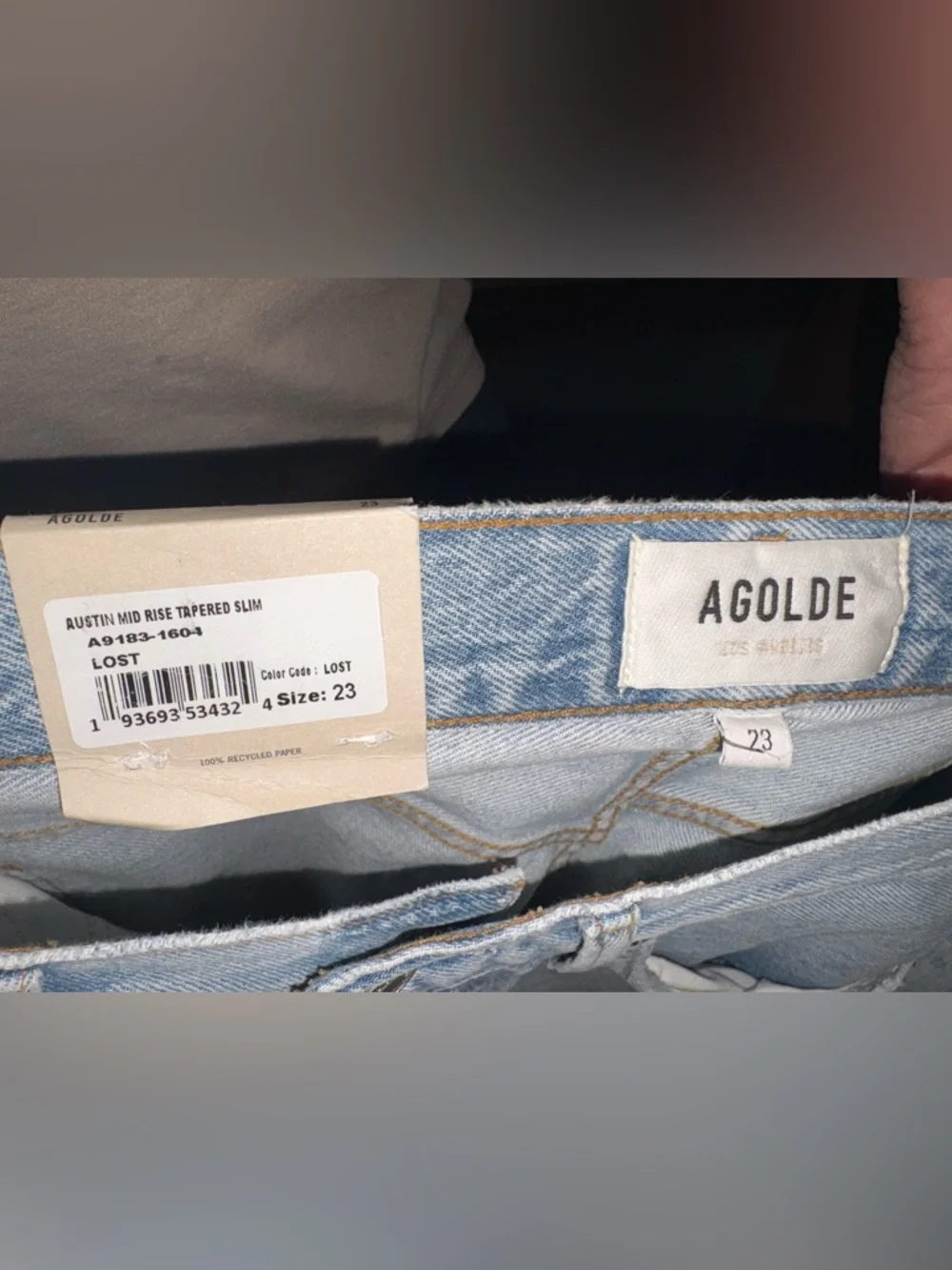 Agolde Austin Mid Rise Tapered Slim Size 23 NWT - Picture 4 of 6